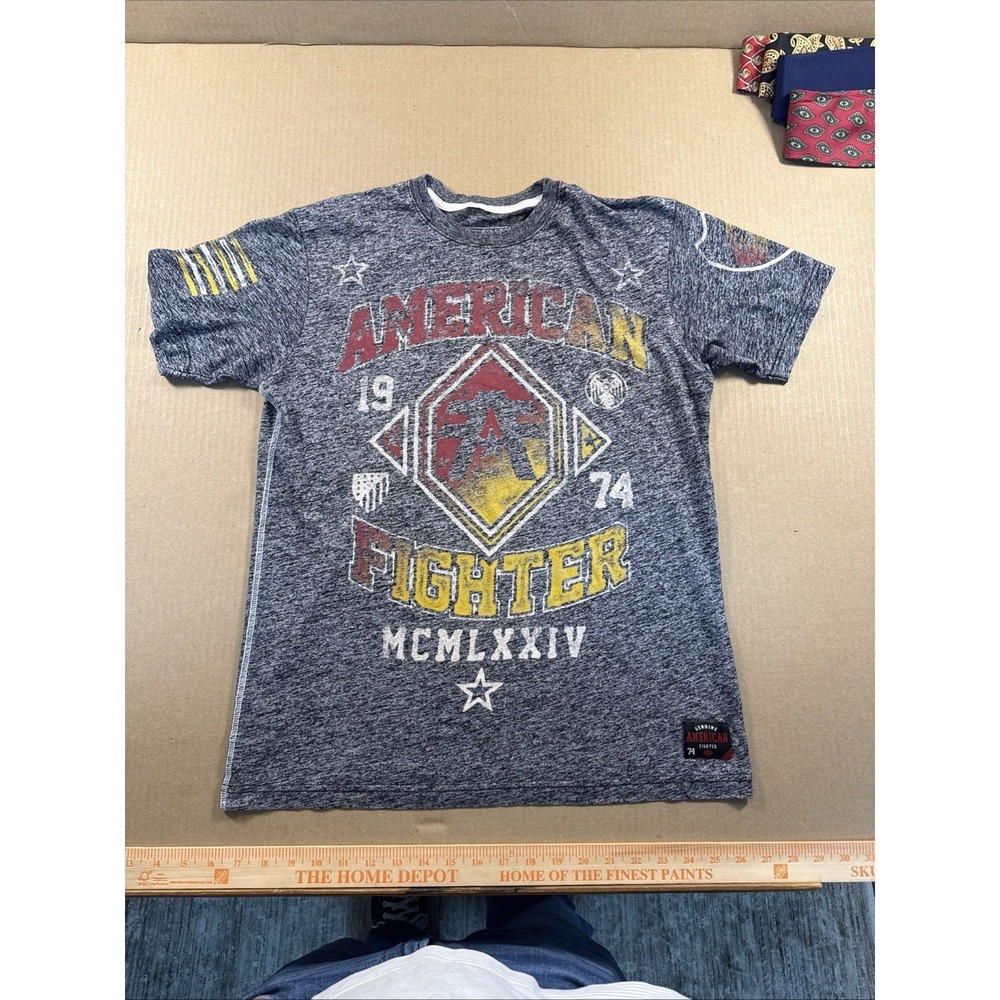 American Fighter by Affliction T-Shirt Men's Medium Gray Tee Graphic MMA